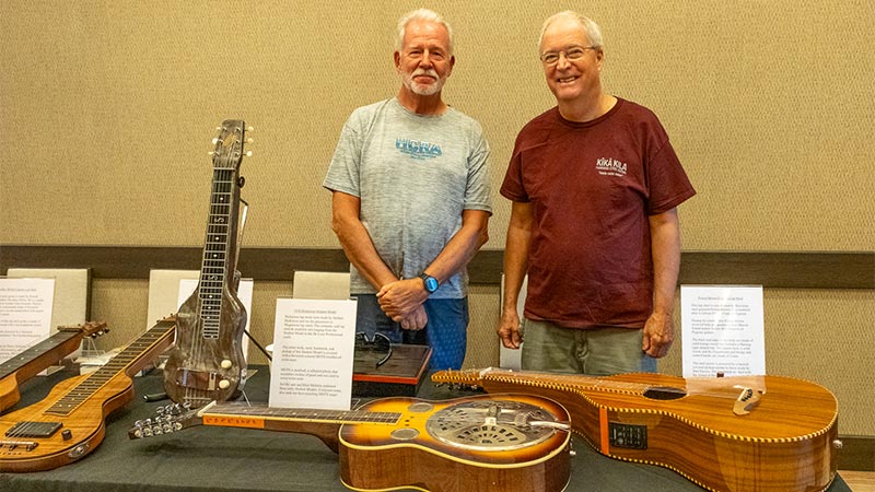 Chris with Richard Bronson at the 2023 Hawai&lsquo;i Island Steel Guitar Experience