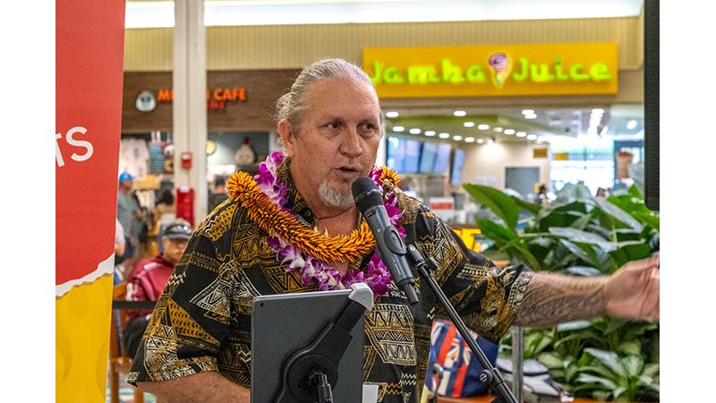 Jake at the 2023 Hawaiian Steel Guitar Festival - Keiki Kine at Kahala Mall