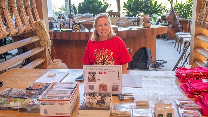 Linda at the 2023 Hawai&lsquo;i Island Steel Guitar Experience
