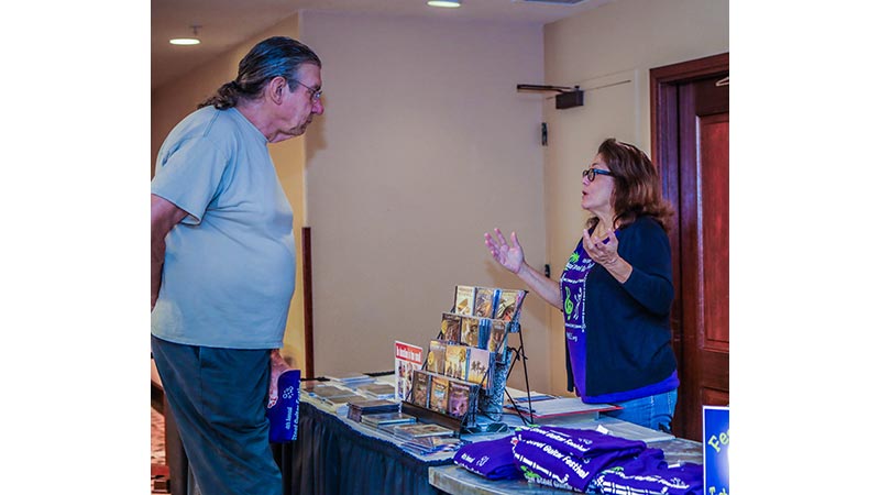 Sandy with Paul Moody at the 2019 Kaua&lsquo;i Steel Guitar Festival