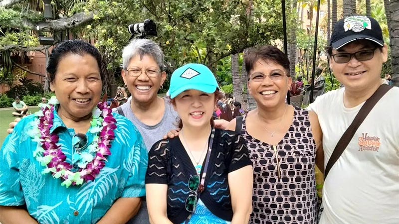 Bobby and Priscilla Ingano, Kumiko, Kathleen Ingano, and Shinichi at the 2024 Waikīkī Steel Guitar Experience