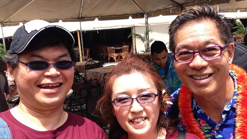 Shinichi, Kumiko and Alan Akaka at the 2015 Maui Steel Guitar Festival
